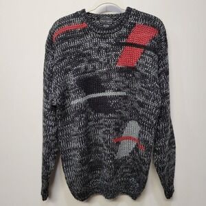 Vintage 90s Peter England Sweater‎ Medium Speckle Geometric Grunge Kurt Cobain
